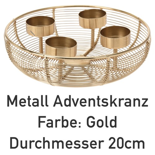 Metall adventskranz gold rund - adventskranz,