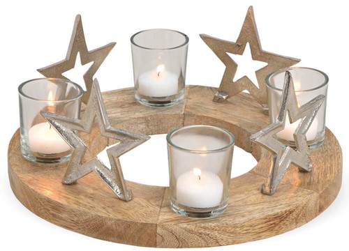 Adventskranz holz sterne - holz,