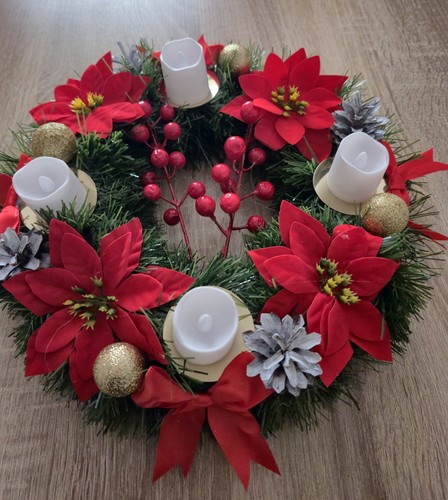 Adventskranz mit led kerzen - 4,
