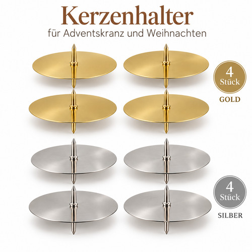 Kerzenhalter silber gold - 4x,